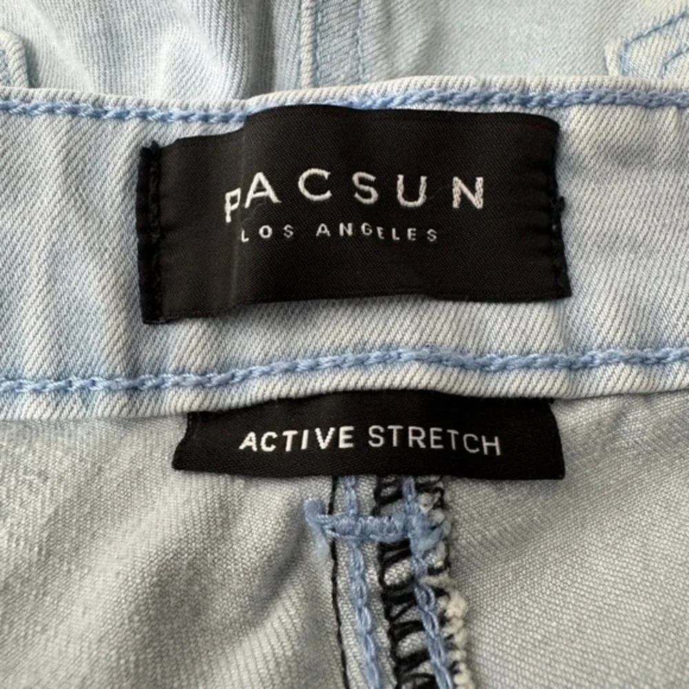 Pacsun Mens‎ Stacked Skinny Light Wash Ripped Jeans Size 28x30 Active Stretch